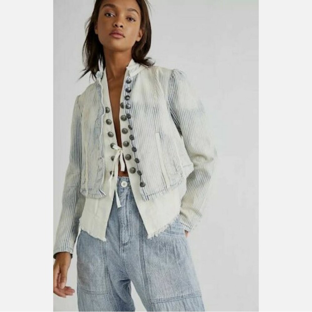 Free People Bleached Out Indigo Cassie Jacket